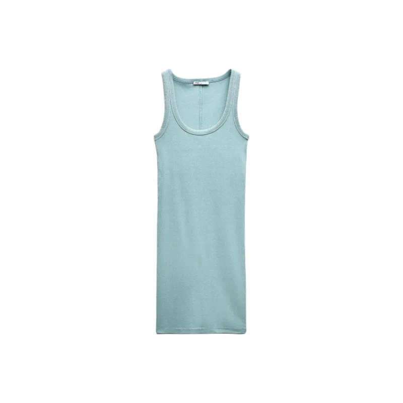 ZARA Sleeveless Dress Women's Light Blue-0