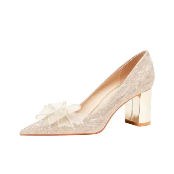 Lan Miao Chunky Heel High Heels Women's Gold