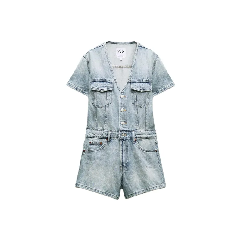 ZARA Trf Jumpsuits Women's Blue-0