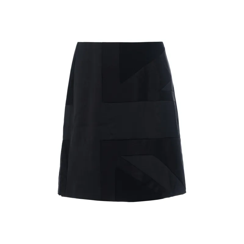 Burberry Flag Intarsia Satin Skirt 'Black'-0