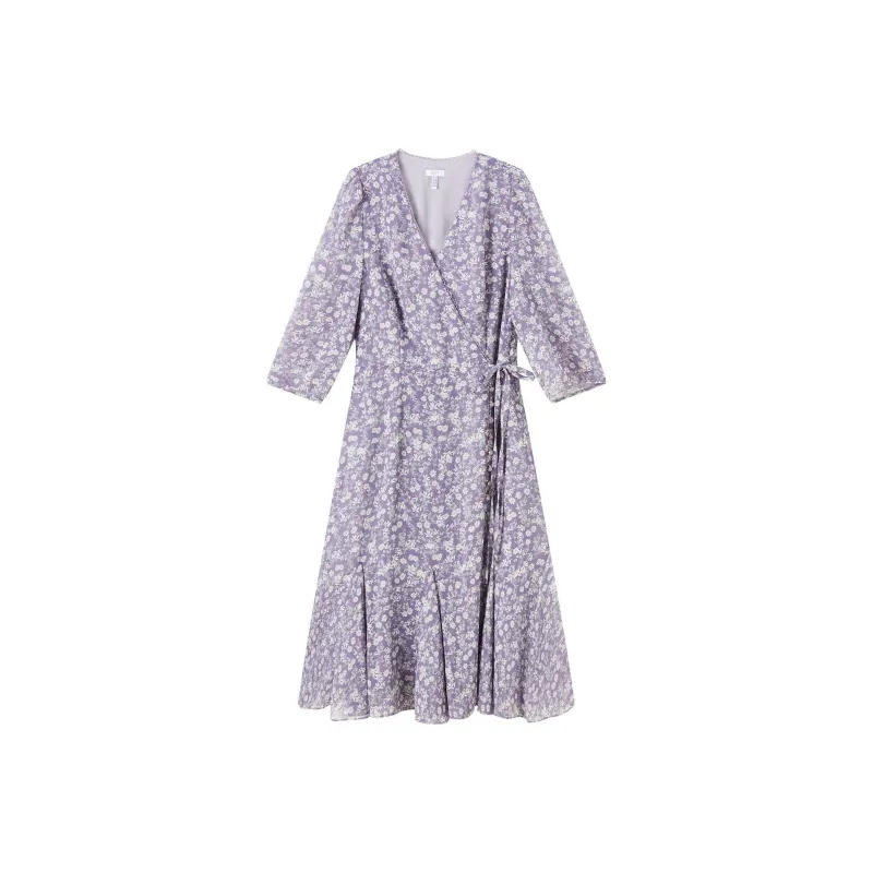 FINITY Long Sleeved Dresses Women's Purple With Print-0