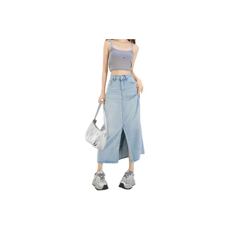 FOREVER 21 Denim Long Skirt Women's-4
