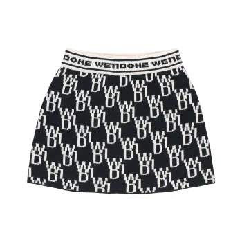 WE11DONE WD1 All Over Logo Knit Mini Skirt 'Black'