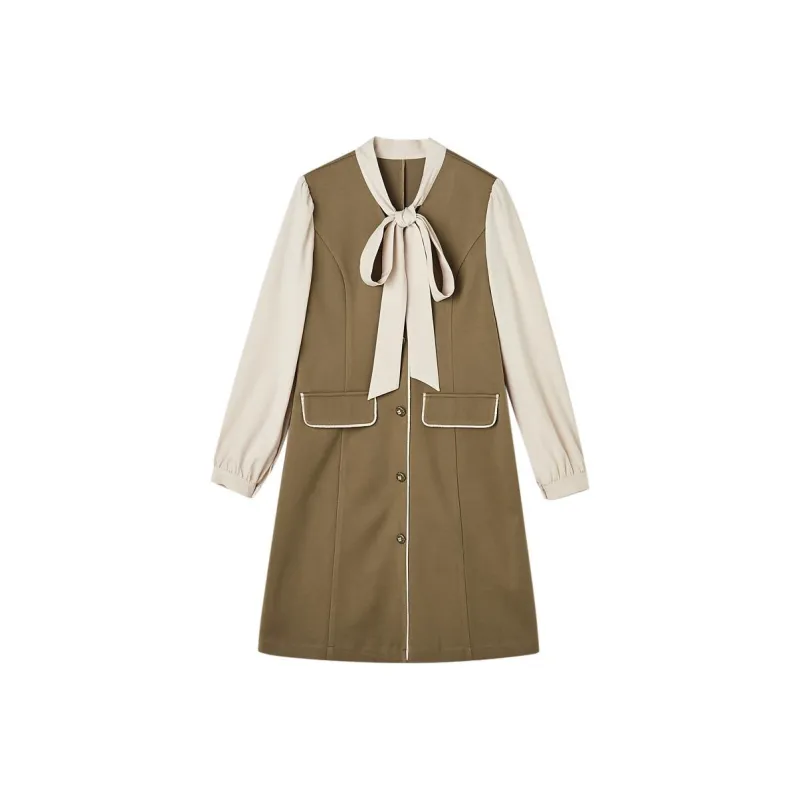 Dme Long Sleeved Dresses Women's Dark Khaki-0