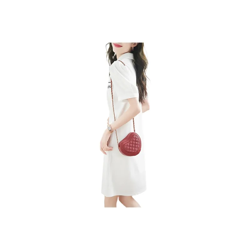 Mo Han Yi Mei Short Sleeved Dress Women's White-0