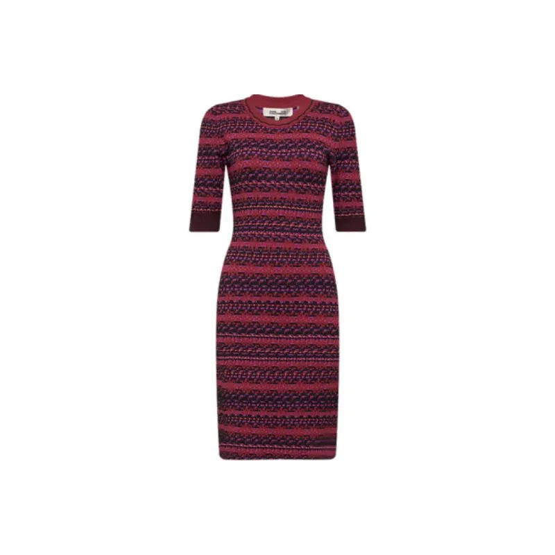 DVF Diane Von Furstenberg SS24 Long-Sleeved Dresses Women's Burgundy-0