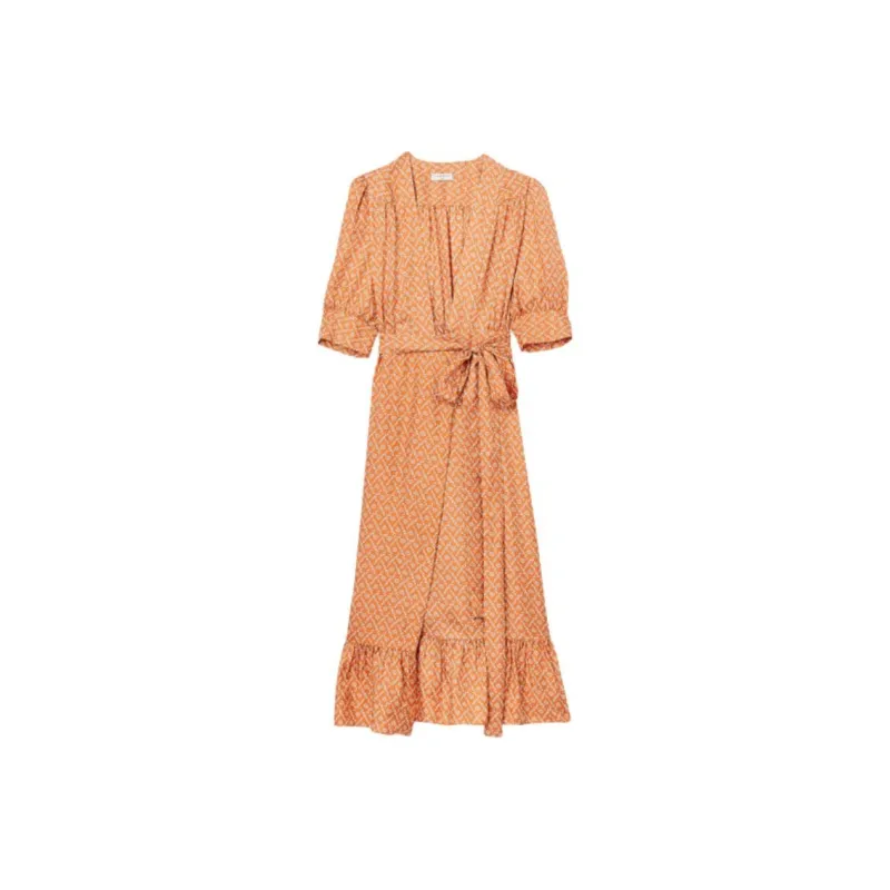 Sandro Short Sleeved Dress Women's Apricot Yellow-0