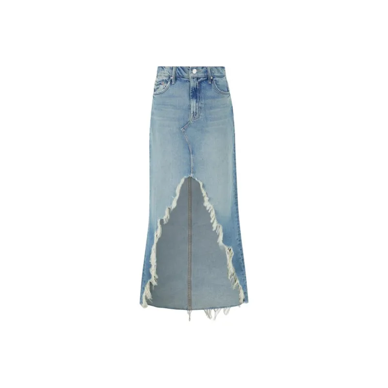 MOTHER SS24 Denim Long Skirt Women's Blue-0