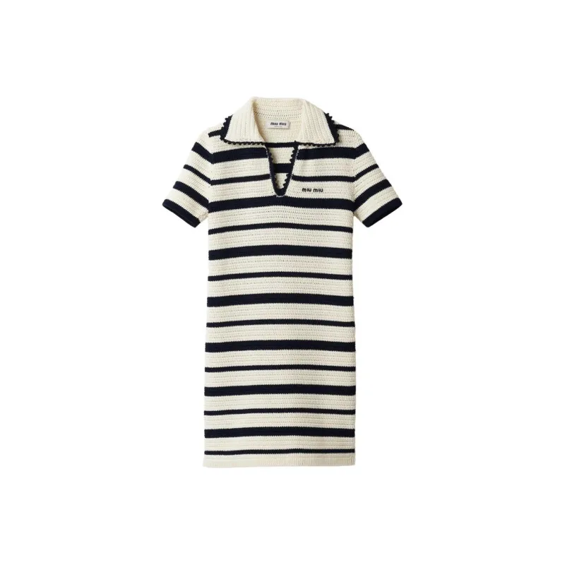 MIU MIU Stripe pattern Crochet Minidress-0
