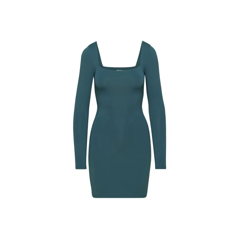 ARITZIA Contour Squareneck Longsleeve Mini Dress Long-Sleeved Dresses Women's Tourmaline Teal/Tourmaline Turquoise-0