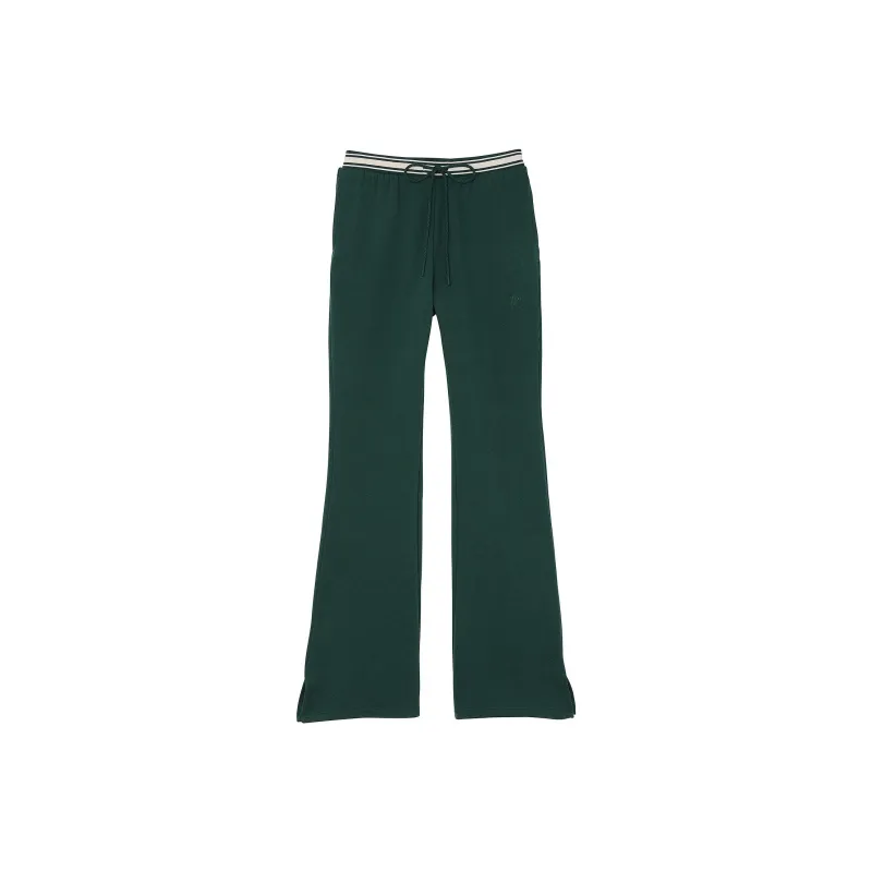 Victoria's Secret PINK Ivy Fleece Split-Hem Flare Sweatpants/Deep Forest Knitted Sports Pants Women's Deep Forest-0