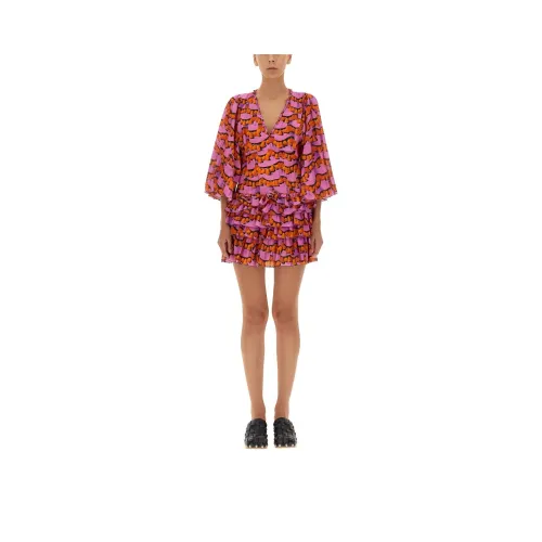 La DOUBLEJ. Allover Printed Ruffled Mini Dress