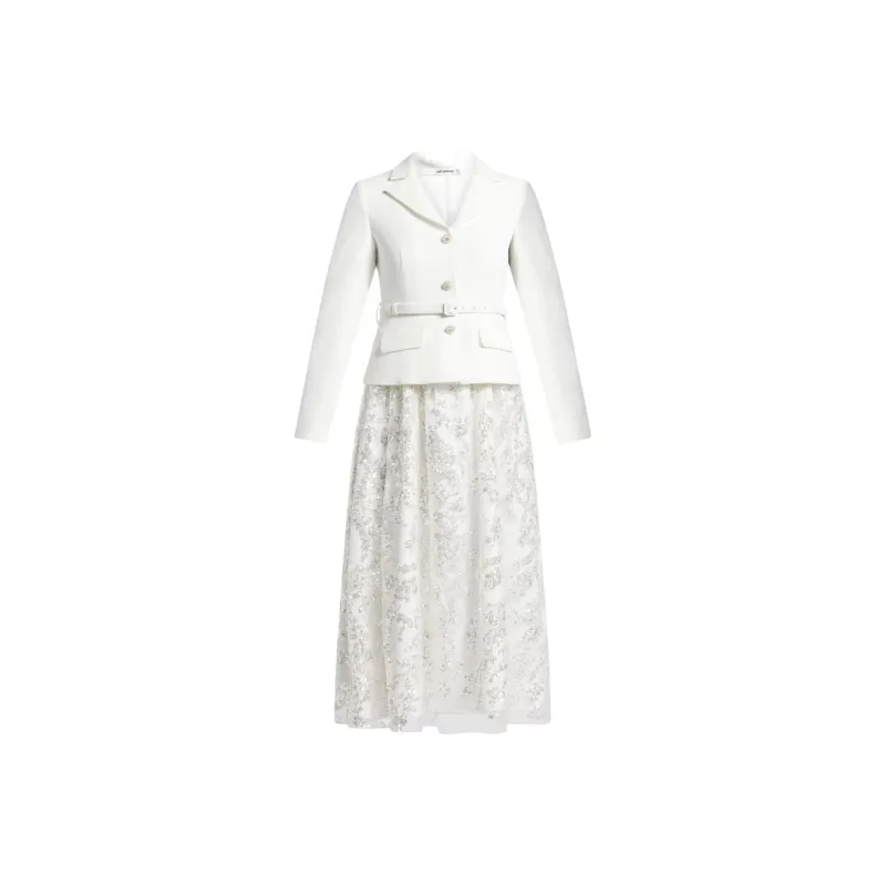 Self-portrait Sequin-embellished Belted Midi Dress-0