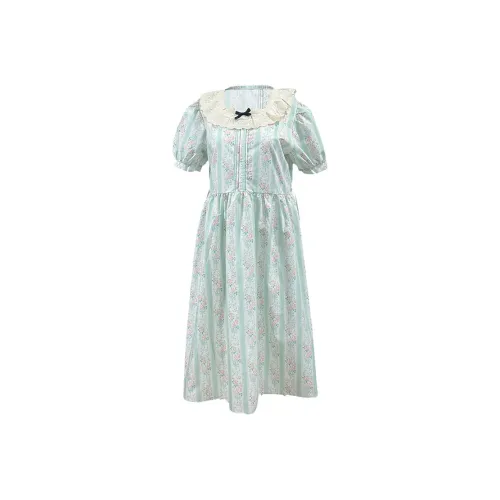 MOPB Short Sleeved Dresses Women's Pink Green