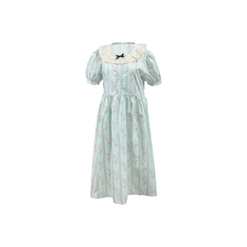 MOPB Short Sleeved Dresses Women's Pink Green-0