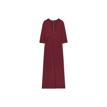 ZARA ZW Series Short Sleeved Dresses Women's Dark Red