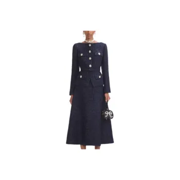 Self-portrait Knitted Peplum Midi Dress