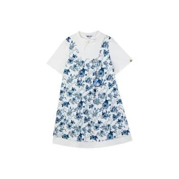 B.Duck SS24 Short Sleeved Dresses Women's White All Over Print