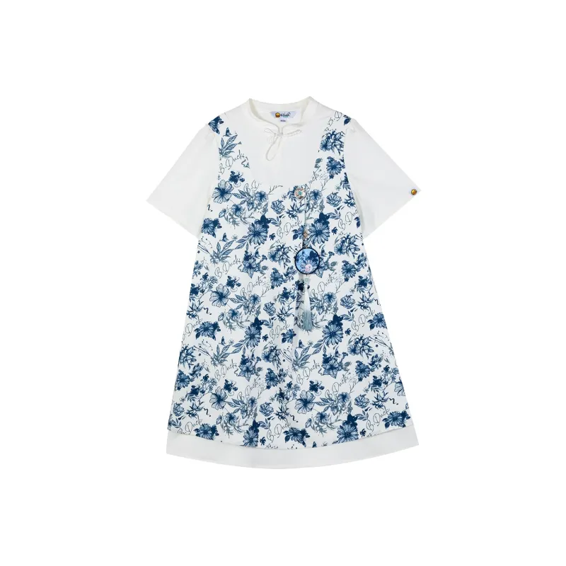 B.Duck SS24 Short Sleeved Dresses Women's White All Over Print-0