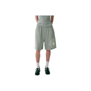 MARDI MERCREDI SS25 OVERSIZED SWEAT BERMUDA FLOWER_GREY IVORY Casual Shorts Korean Style Women's Ivory Gray