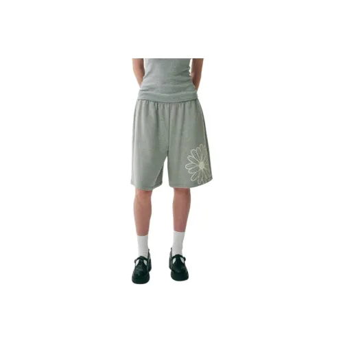 MARDI MERCREDI SS25 OVERSIZED SWEAT BERMUDA FLOWER_GREY IVORY Casual Shorts Korean Style Women's Ivory Gray