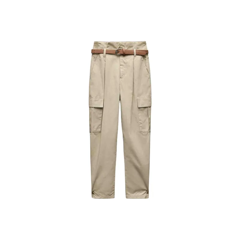 ZARA Cargo Pants Women's Light Khaki-0