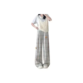 ADOONGA Knitted Sweatpants Women's Plaid
