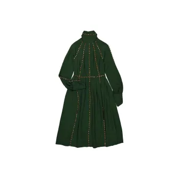 Burberry Long-Sleeved Dresses Women's Olive Green