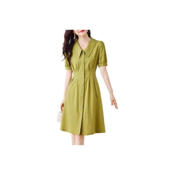 【dme】 Short Sleeved Dresses Women's Grass Green
