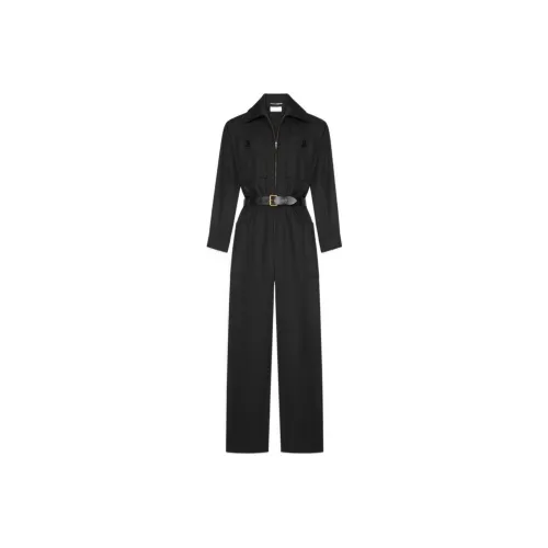 SAINT LAURENT Belted Cotton Jumpsuit