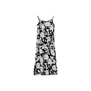 Wbwq Slip Dresses Women's Black And White Florals