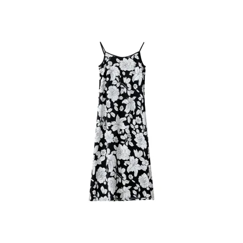 Wbwq Slip Dresses Women's Black And White Florals