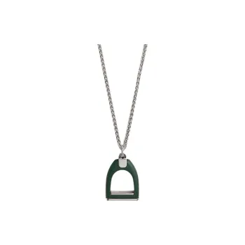HERMES Copper Alloy, Metal, Palladium Plated, Leather Necklaces Men's Silver
