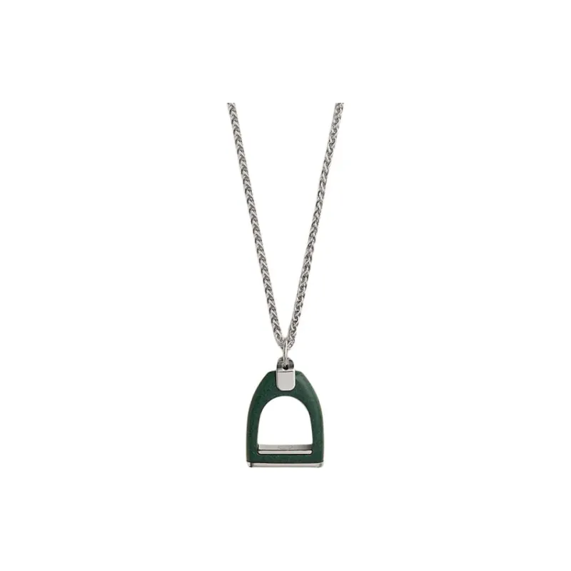 HERMES Copper Alloy, Metal, Palladium Plated, Leather Necklaces Men's Silver-0