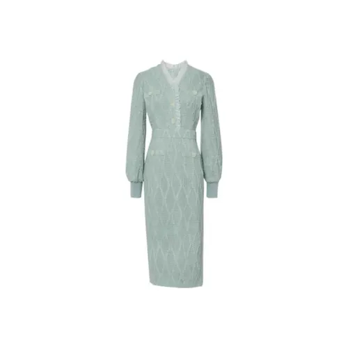 Duffy fashion Long-Sleeved Dresses Women's Light Green