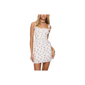 PRINCESS POLLY HUGHIE MINI DRESS Slip Dresses Women's White Base With Red Floral Print