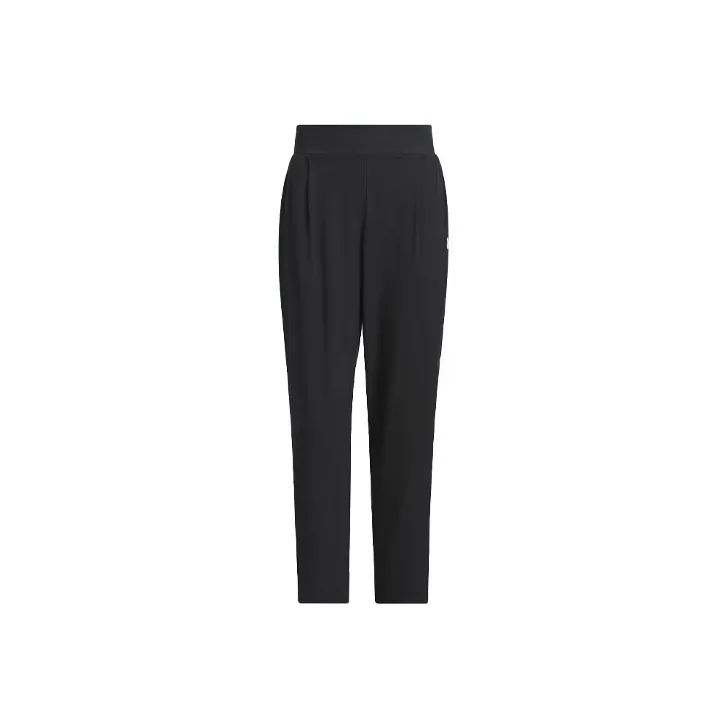 Adidas Stretch Pull-On Ankle Pants Knitted Sports Pants Women's Black-0