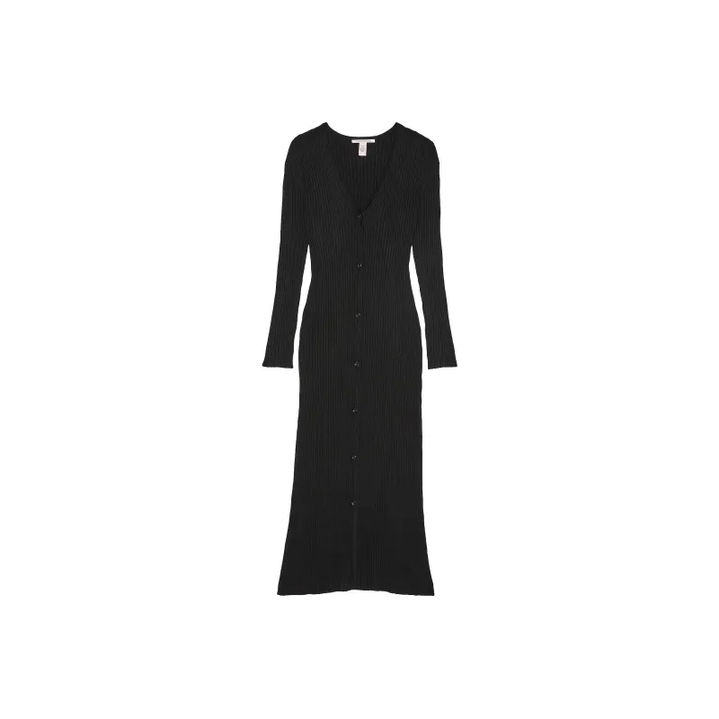 Victoria's Secret Luxe Crème Knit Cardigan Dress / BLACK Long Sleeved Dress Women's Black-0