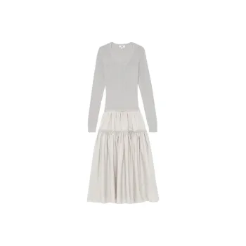 THEORY Long-Sleeved Dresses Women's Lime Gray