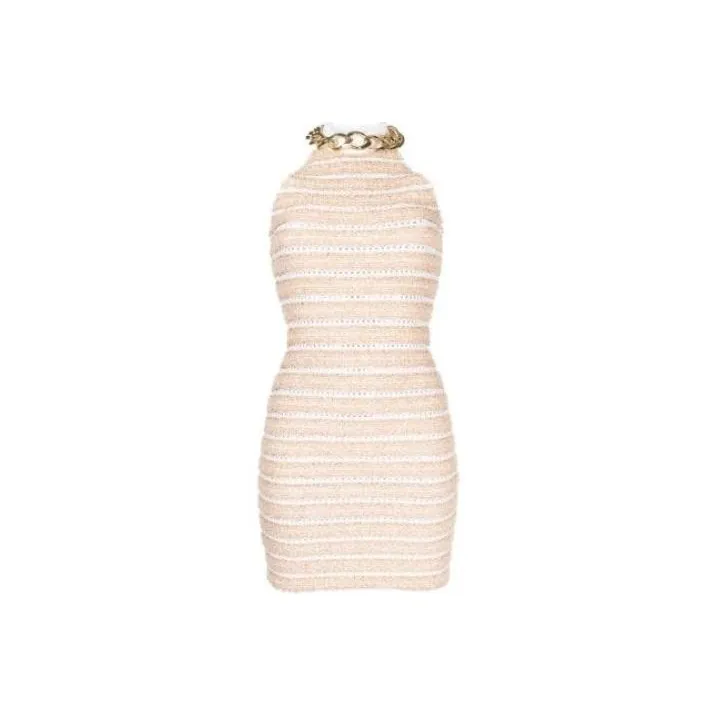 BALMAIN Sleeveless Dresses Women's Beige-0