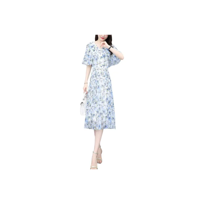 Hang Yi Court Short Sleeved Dress Women's Orchid-0