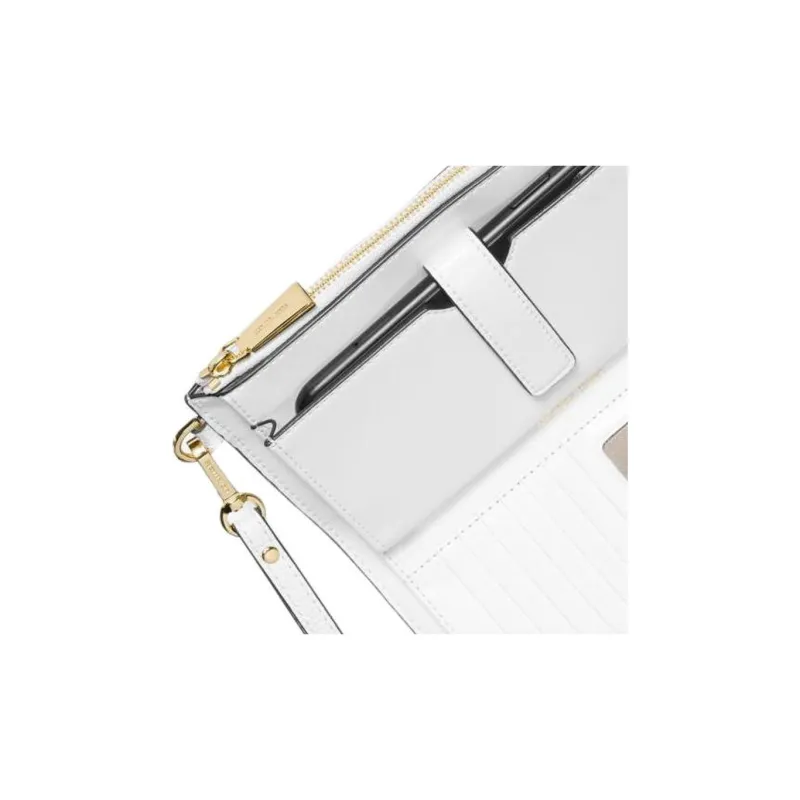 MICHAEL KORS Adele Pebbled Leather Clutches Wallets Women's White-5