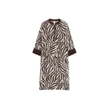 ’S MAX MARA Printed Silk Kaftan Long-Sleeved Dresses Women's Brown