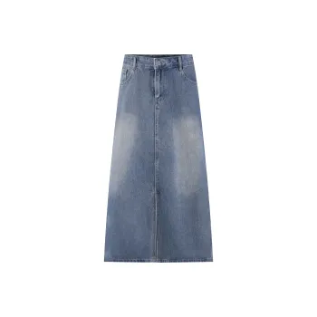 Mu Xiao Xin Denim Long Skirt Women's Blue