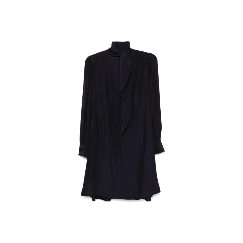 Lanvin Keyhole Neck Draped Mini Dress-0