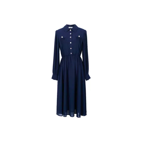 MISSSHINE Long Sleeved Dresses Women's Navy Blue