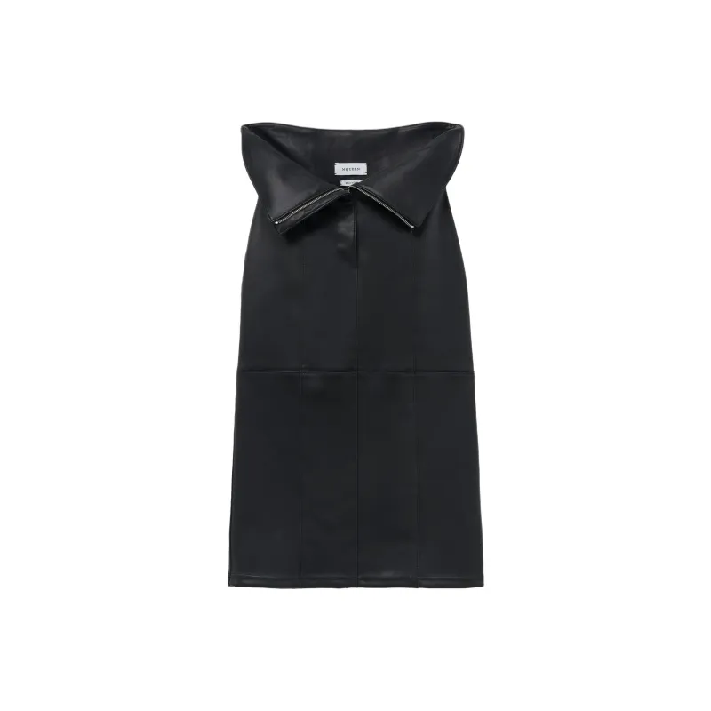 Alexander McQueen Fold Over Waist Leather Skirt-0