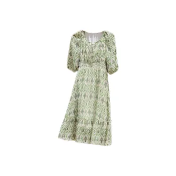 XIANGYING Long Sleeved Dresses Women's Fruit Green