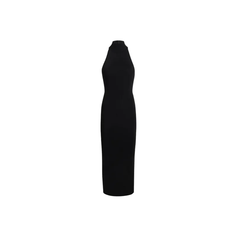 KHAITE Suzanne Halter Neck Midi Dress-0