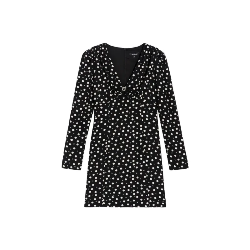 Bebe Long Sleeved Dresses Women's Black White-0